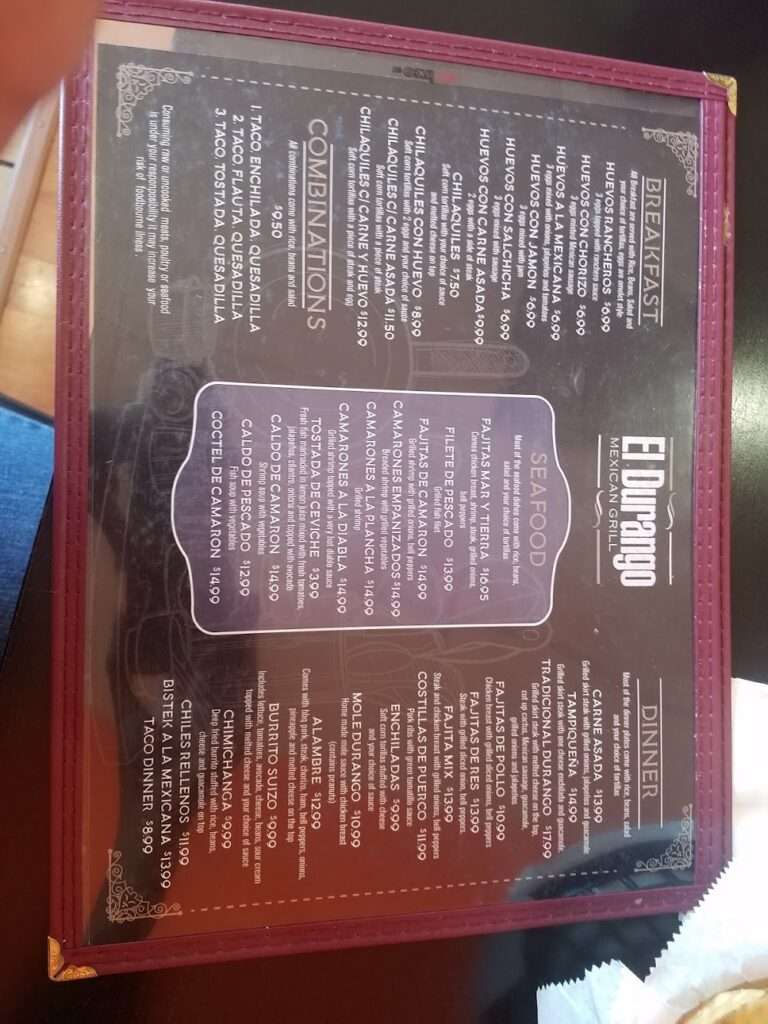Tacos el Durango Mexican Grill menu 3